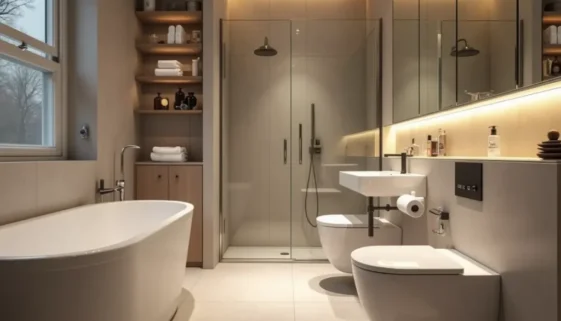 modern small Bathroom with lighting