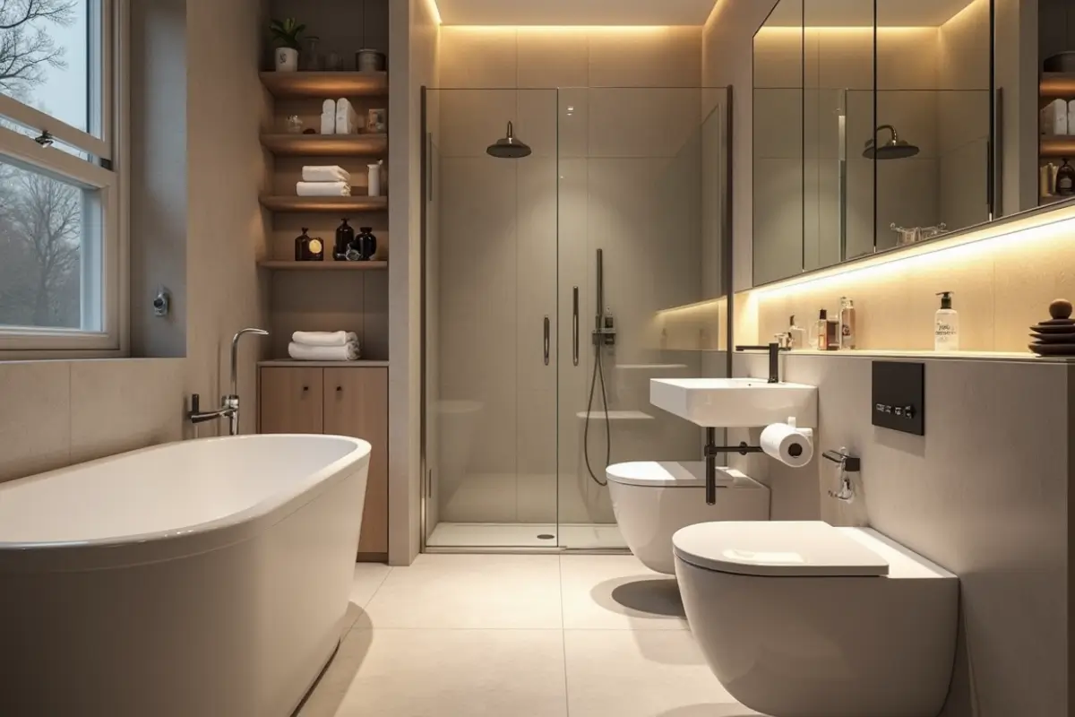 modern small Bathroom with lighting