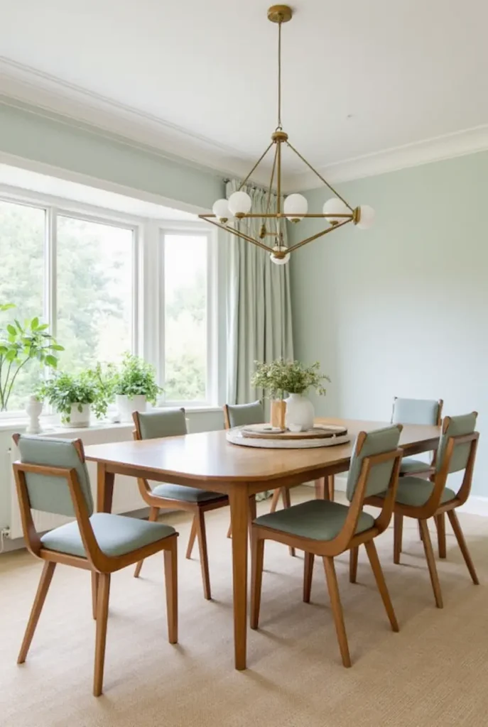 dining room with green light color